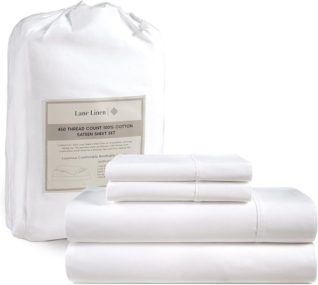 Lane Linen cotton queen sheet set close-up - View 1